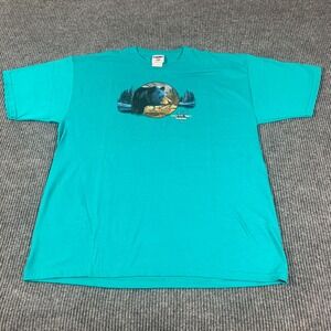 Jerzees T Shirt Mens XL Green Cotton Blend Short Sleeve Bear Michigan Deadstock